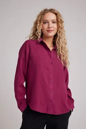 Bella Dahl Button Down Shirt Dark Magenta
