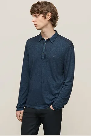 John Varvatos Marty Ls Burnout Polo W Pse Blue Topaz