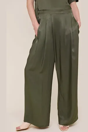 Vanilia Wrap Satin Pants Grape Leaf
