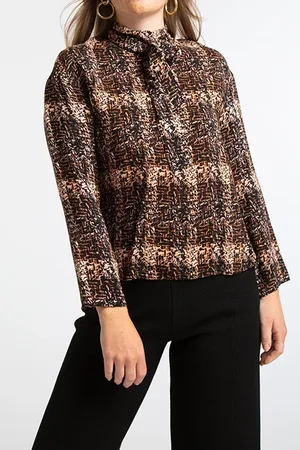 Vanilia Top Long Sleeve Bows Warm Tweed