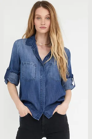 Bella Dahl Button Down Shirt Dark Ombre Wash