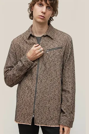 John Varvatos Robbins Ls Sport Shirt, Cf Zipper Closure, Zipper Powder Whi