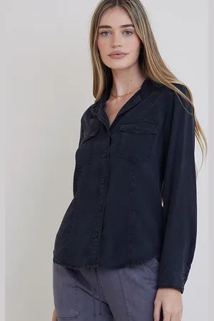 Bella Dahl Long Sleeve Seamed Shirt Vintage Black