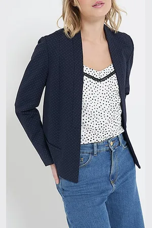 ICODE Minimalist Navy Jacquard Knit Suit Jacket