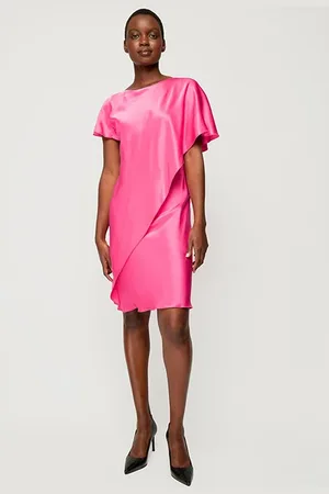 Vanilia Dress Satin Fluid Sleeve Carmine Rose