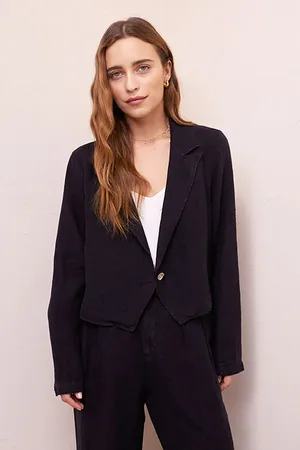 Bella Dahl Cropped Blazer Black