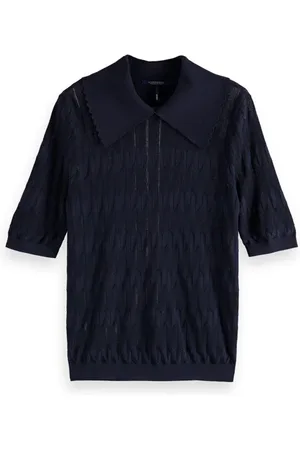 Scotch&Soda Short Sleeve Knit With Scalloped Collar Night