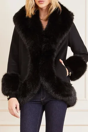 Guess GUESS The Jackson Coat Jet Faux Fur Black