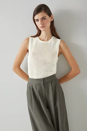 LK Bennett Tk Ava Crew Neck Knit Top Pure White
