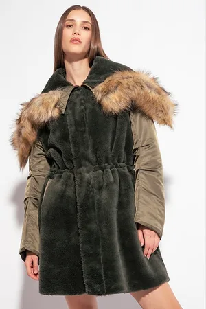 Pinko Paquita Parka Simil Montone Forest Night
