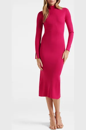 Forever New Heidi Rib Column Knit Dress Hot Pink