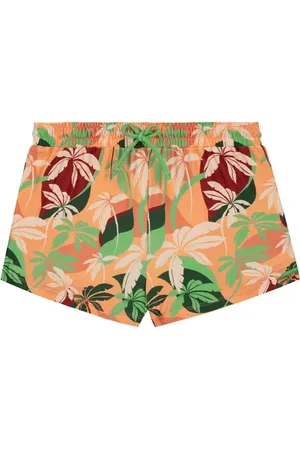 Shiwi Girls Sil Swim Shorts Wavy Palms Light Sandalwood Orange