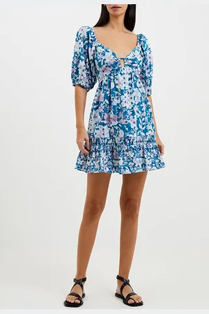 French Connection Dreanna Cotton Mini Dress Blue