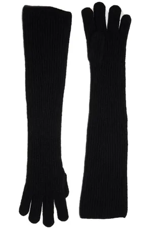 French Connection Melange Knit Long Gloves Black