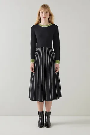 LK Bennett Fara Knitted Midi Dress Black