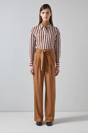 LK Bennett Ellis Stripe Straight Jeans Brown