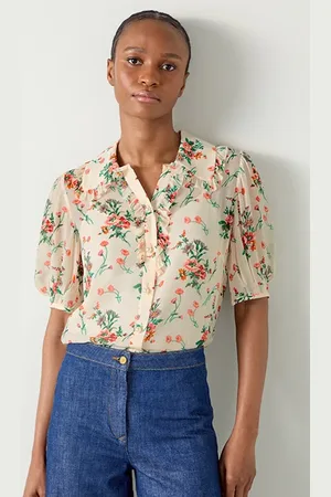 LK Bennett Flora Ruffle Button-down Shirt Cream