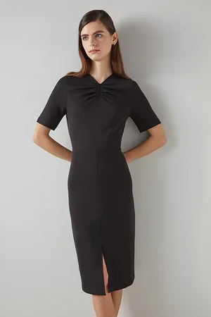 LK Bennett Lila Tuck Midi Dress Black
