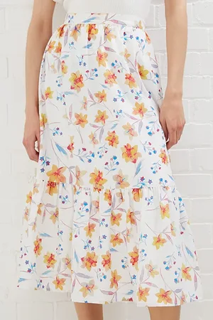 French Connection Camille Drape Tiered Midi Skrt White