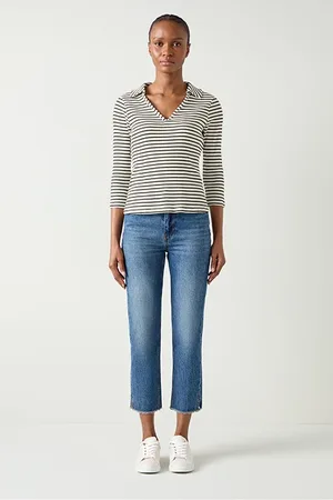 LK Bennett Lena Stripe Long-sleeved Top Cream