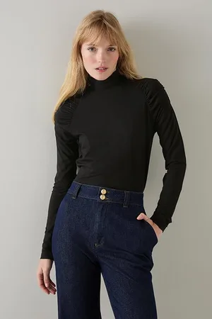 LK Bennett Lacey Turtle Long-sleeved Top Black
