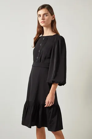 LK Bennett Jade Full Midi Dress Black