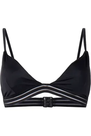 French Connection Mesh Stripe Tape Bikini Top Black