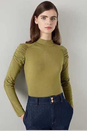 LK Bennett Lacey Turtle Long-sleeved Top Olive