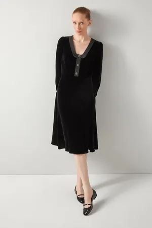 LK Bennett Cordelia Velvet Midi Dress Black