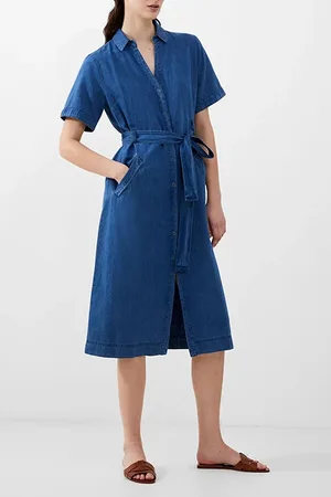 French Connection Zaves Chambray Denim Dress Light Vintage
