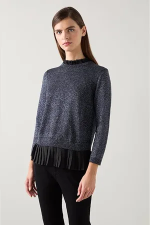 LK Bennett Mary Pleated Knitted Sweater Black