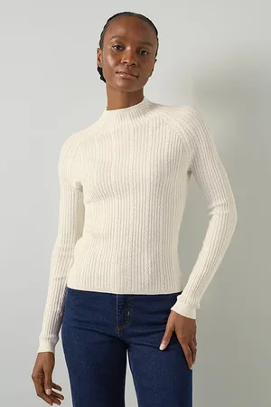 LK Bennett West Cable Knitted Sweater Cream