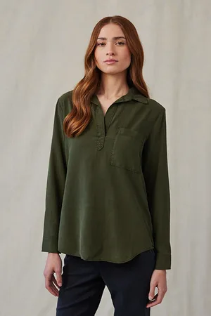 Bella Dahl Long Sleeve Pullover Tunic Italian Herb
