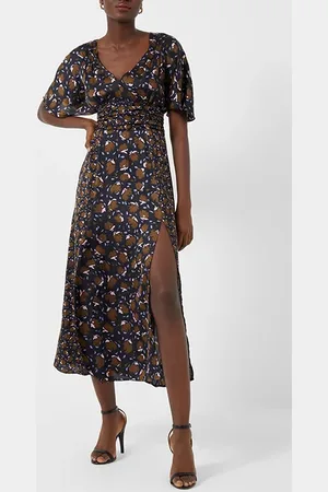 French Connection Ingrid Inu Sat Drape Midi Dres Black