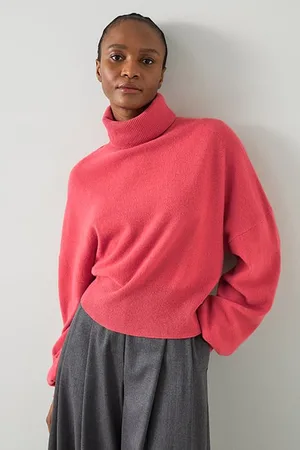 LK Bennett Isla Cocoon Knitted Sweater Lipstick Pink