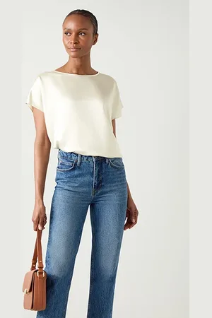 LK Bennett Lena Satin T-shirt Ecru