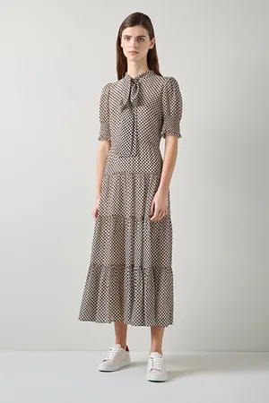 LK Bennett Coco Tie Midi Dress Black/cream