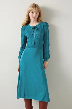 LK Bennett Susannah Knit Midi Dress Teal