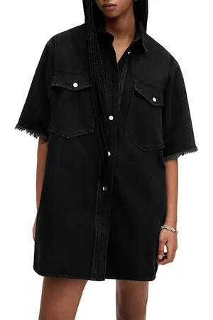 AllSaints Lily Ss Denim Dress Washed Black