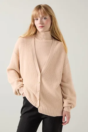 LK Bennett Frances Rib Cardigan Camel