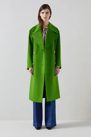 LK Bennett Amor Wool Double Breasted Coat Green