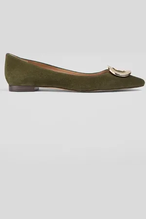 LK Bennett Lisette Pointed Ballerina Shoes Khaki