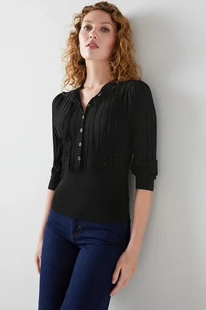 LK Bennett Freida Pointelle Knitted Sweater Black