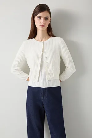 LK Bennett Maria Beaded Cardigan Ivory