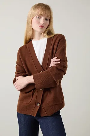 LK Bennett Carine Wool Cardigan Chocolate