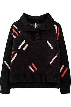 ICODE Black Graphic Jacquard Knit Trucker Jumper