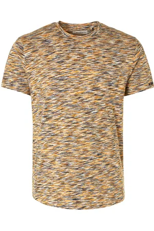 No Excess T-shirt Crewneck Multi Coloured Yarn Dyed Melange Offwhite