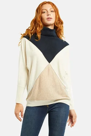 Oltre Cashmere Blend Sweater With Inlays Beige