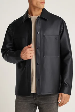 Calvin Klein Faux Leather Shirt Ck Black