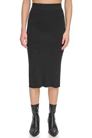 DKNY Knit Midi Skirt Black